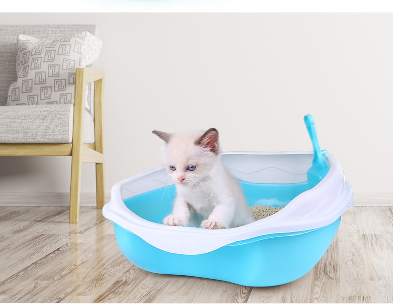 Large Semi-Enclosed Cat Litter Box with Odor Control