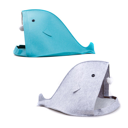 Washable Non-Woven Cat Bed, Shark Dog Bed, Foldable Pet Cave