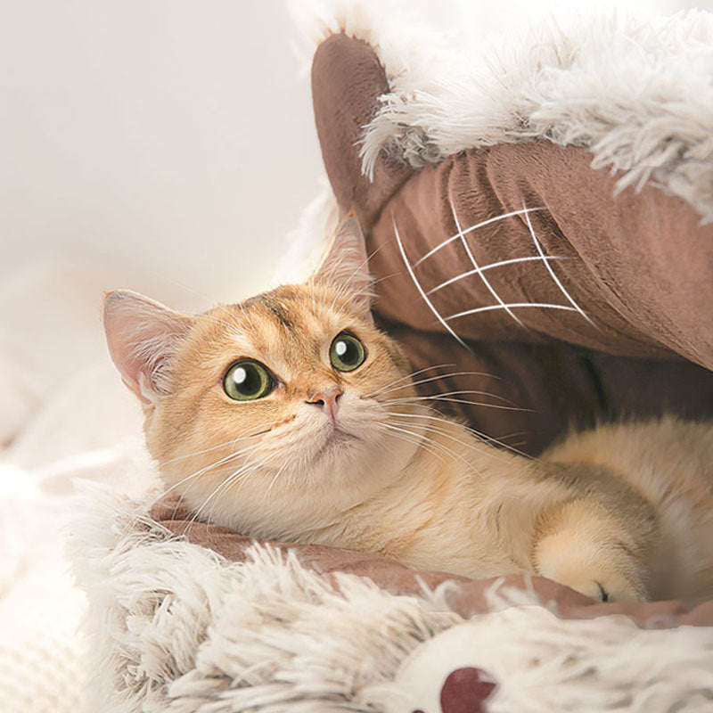 Winter Cat Bed with Enclosed Design for Small Pets