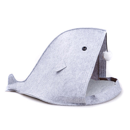 Washable Non-Woven Cat Bed, Shark Dog Bed, Foldable Pet Cave
