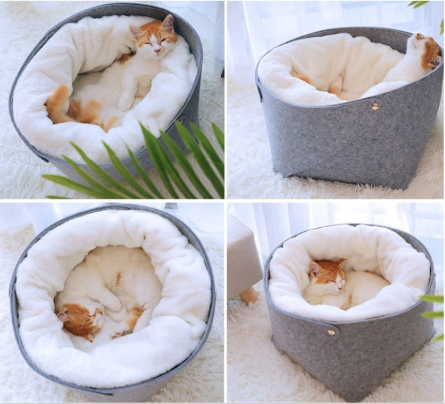 Cozy Pet Bed for Cats and Small Dogs in Winter Design