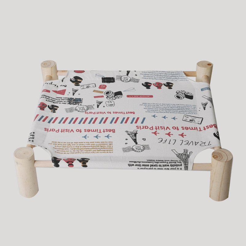 Washable Solid Wood Pet Dog Bed (Removable Cover)