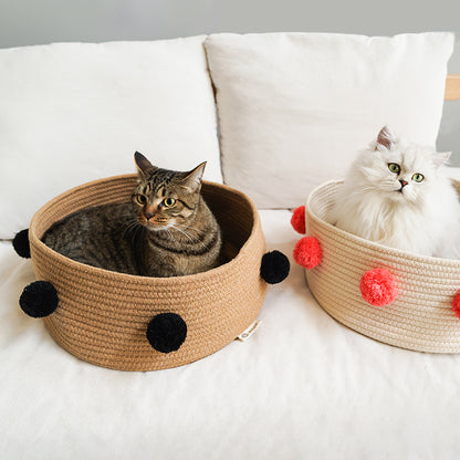 Nordic Cat Bed for All Seasons - Cotton Pet Basket