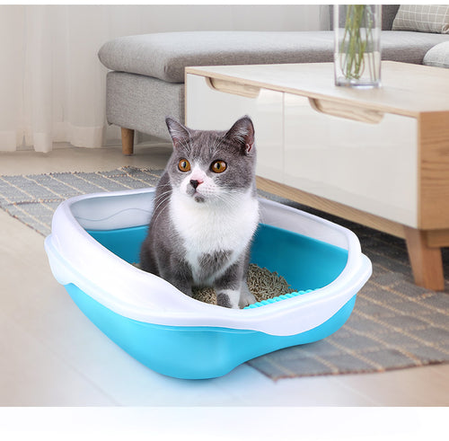 Large Semi-Enclosed Cat Litter Box with Odor Control