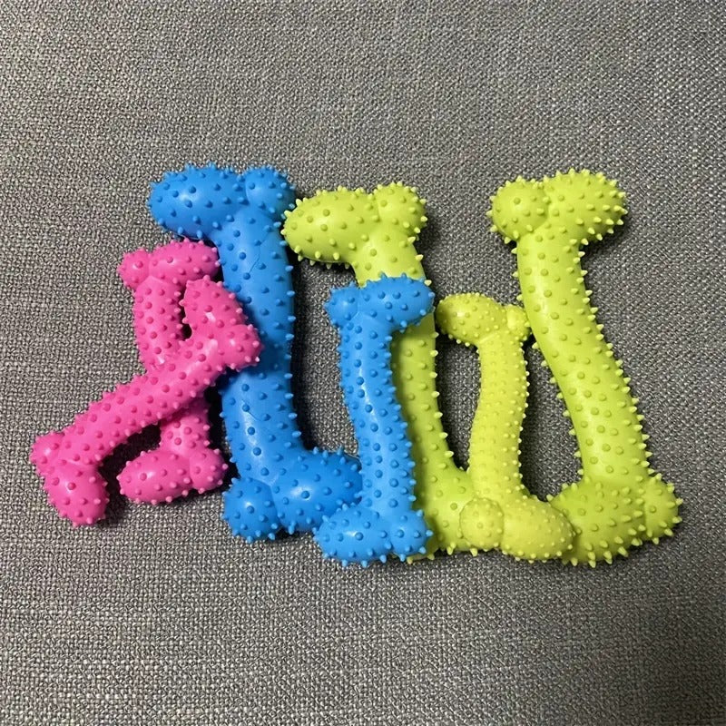 Dog Rubber Bone Chewing Toy for Teeth Cleaning