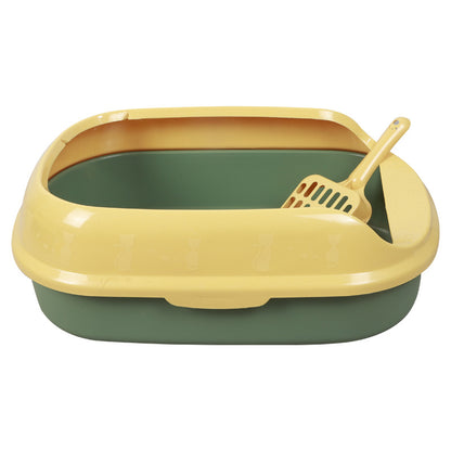 Semi-Enclosed Anti-Splash Cat Litter Box with Shovel