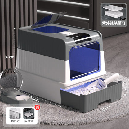Large Enclosed Cat Litter Box with Door for Pets