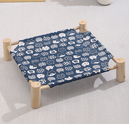 Washable Solid Wood Pet Dog Bed (Removable Cover)