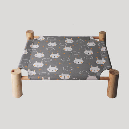 Washable Solid Wood Pet Dog Bed (Removable Cover)
