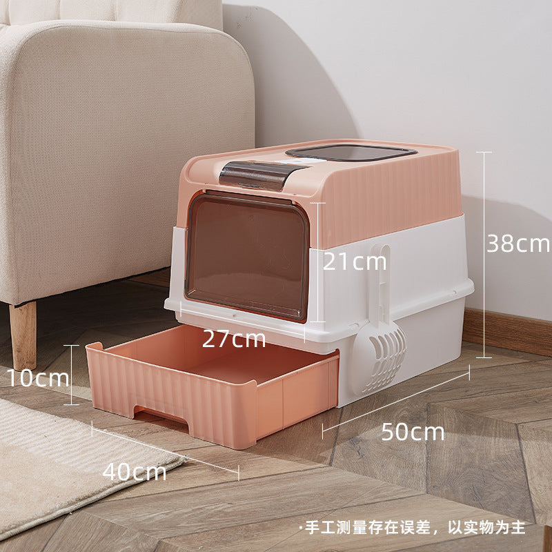 Large Closed Cat Litter Box with Anti-Splash Design