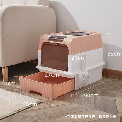 Large Closed Cat Litter Box with Anti-Splash Design