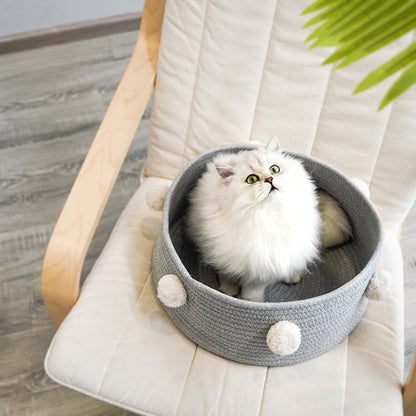 Nordic Cat Bed for All Seasons - Cotton Pet Basket