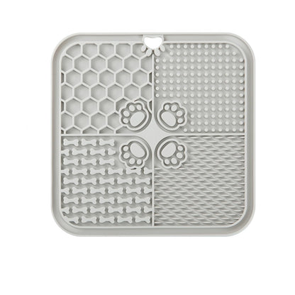 Dog Lick Mat Dog Slow Feeder Non-Slip Design Lick Mat for Dogs and Cats Boredom and Anxiety ReducerSuitable for Treats Yogurt Peanut Butter (1Pack Grey)