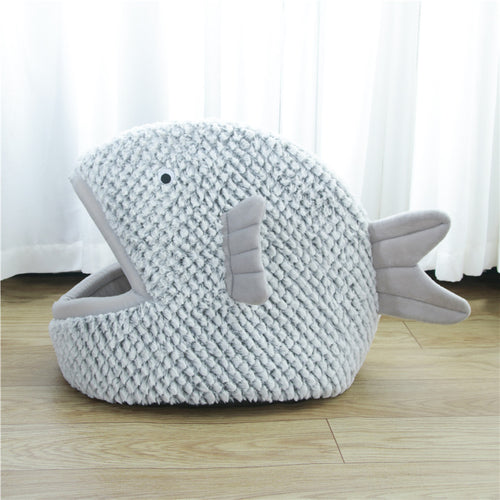 Wholesale Semi-Enclosed Fish-Shaped Pet Bed for Dogs and Cats