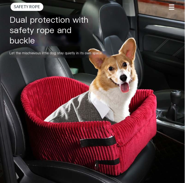 Portable Pet Car Seat with Storage for Dogs