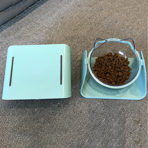 Adjustable Transparent Double Pet Bowl for Cats and Dogs