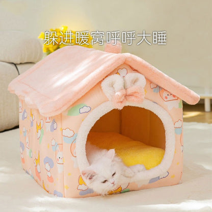 Warm House for Small Dogs and Cats, Removable Pet Bed