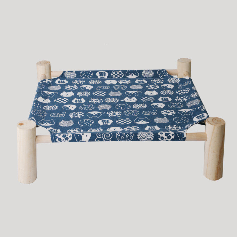 Washable Solid Wood Pet Dog Bed (Removable Cover)