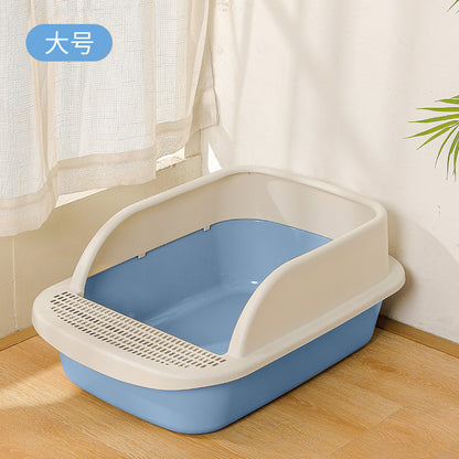 Large Cat Litter Box with Half Enclosure and Splash Guard