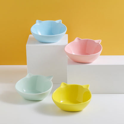 Cartoon Ceramic Cat Bowl for Pets - Water and Food Dish
