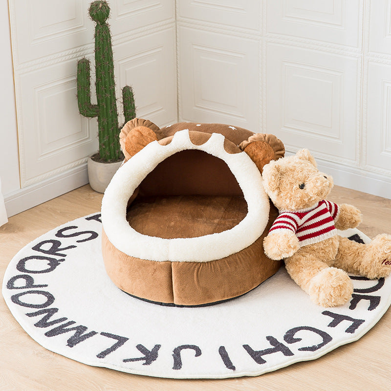 Half-Enclosed Pet House for Small Dogs and Cats