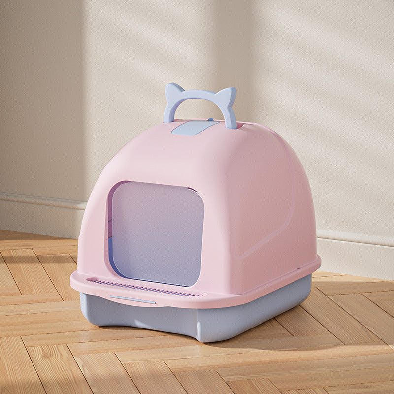 Large Closed Cat Litter Box with Odor Control Features
