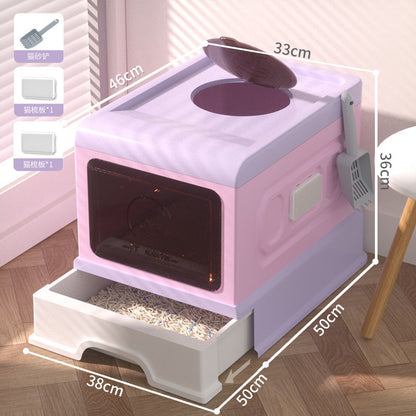 Large Enclosed Cat Litter Box with Door for Pets