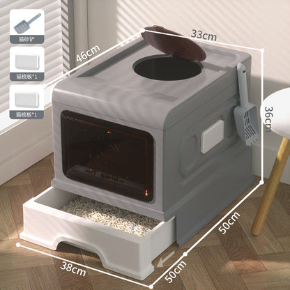 Large Enclosed Cat Litter Box with Door for Pets