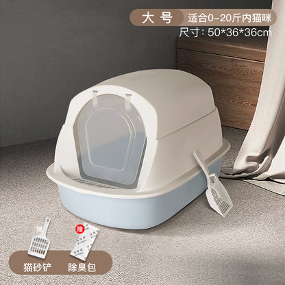 Large Enclosed Cat Litter Box with Door for Pets
